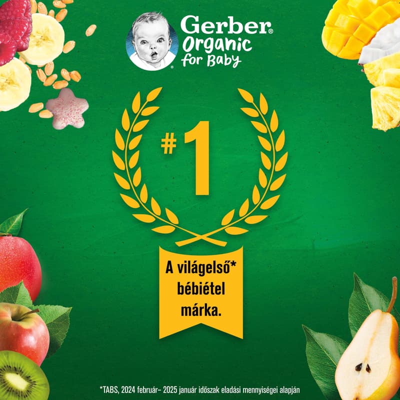 Gerber bio banán-mangó gyümölcspüré fermentált tejkészítménnyel és gabonával 80g