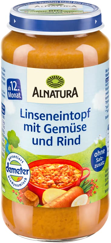 Alnatura BIO lencse marhával és zöldségekkel 12 hónapos kortól