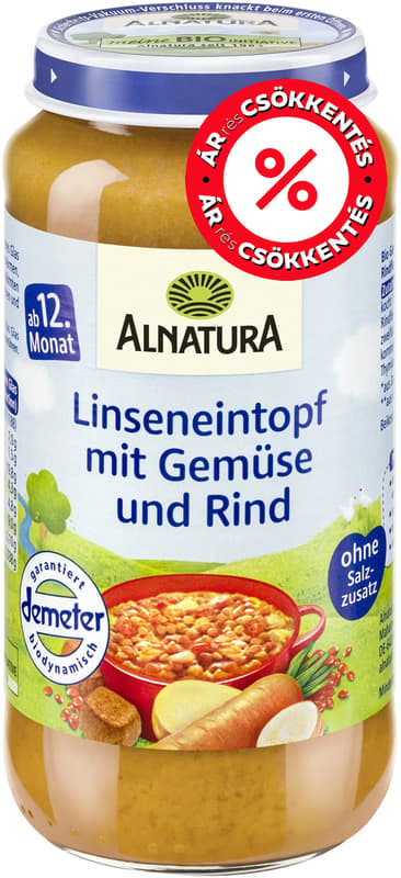 Alnatura BIO lencse marhával és zöldségekkel 12 hónapos kortól