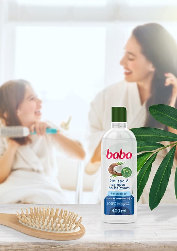 Baba 2in1 shampoo and conditioner for dry and broken hair with coconut oil