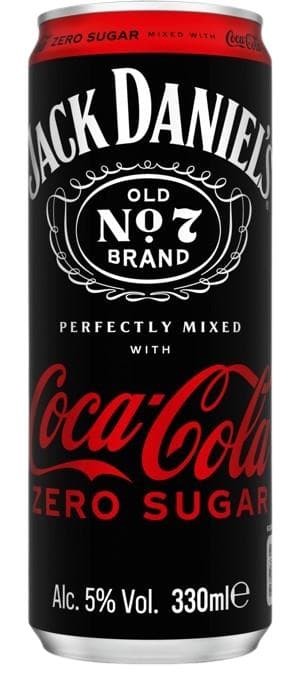 Jack Daniel's Tennessee Whiskey és Coca-Cola alkoholos szénsavas ital édesítőszerekkel 5%