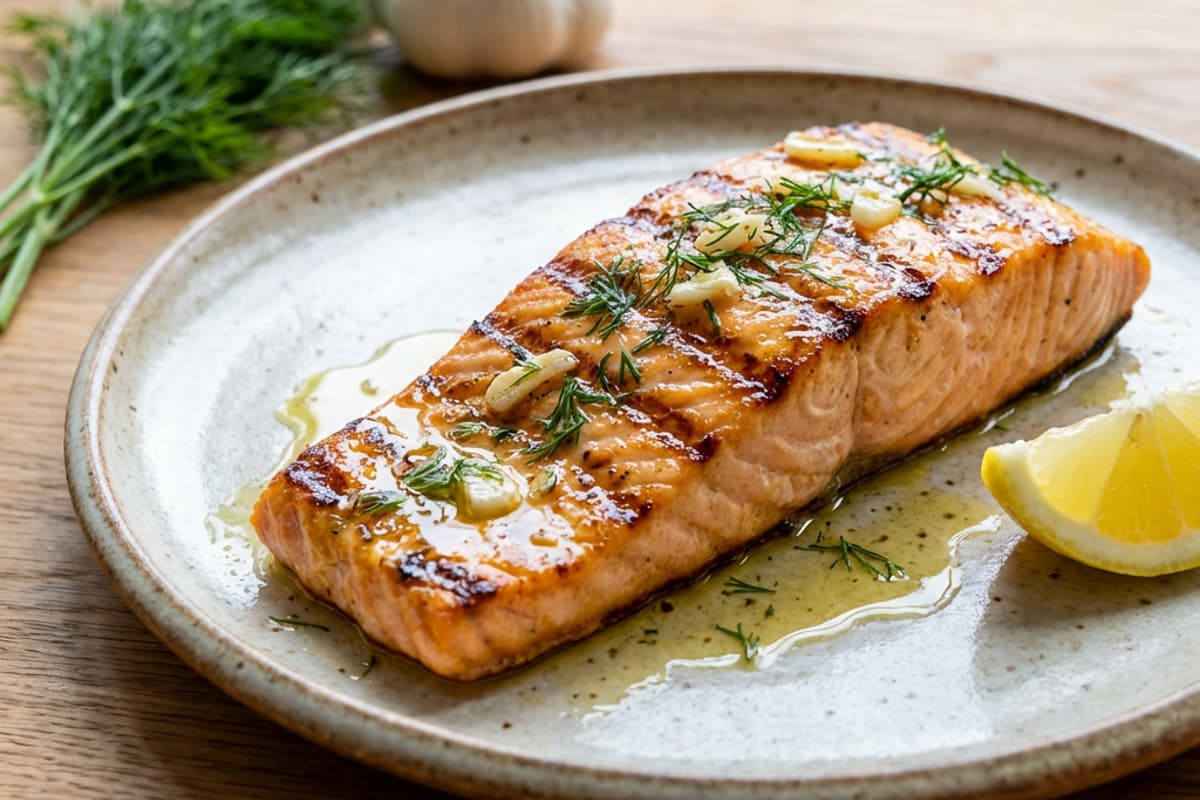 Dill Garlic Grilled Salmon