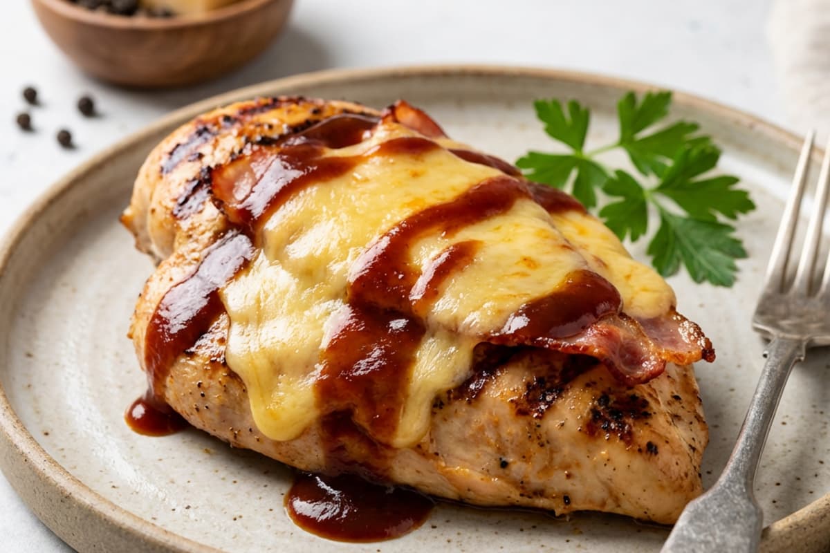 Cheesy Chicken Breast with Bacon and BBQ Sauce