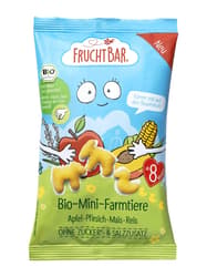 Fruchtbar BIO Extruded Corn Snack "Mini Farm Animals" (Apple, Peach, Rice) 8 months