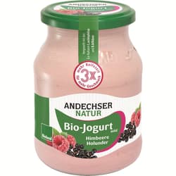 Andechser Bio gyümölcsjoghurt málna-bodza 3,7% üvegben