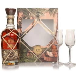 Planteray XO 20th Anniversary rum 2 tulipán pohárral
