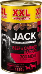 Jack XXL canned ragout dog food beef-carrot 1250g