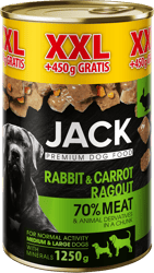 Jack XXL Teljes értékű nedves eledel/konzerv kutyáknak, nyúl-répa ragu