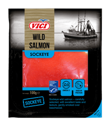 Vici, Hidegen füstölt sockeye lazacfilé, szeletelve