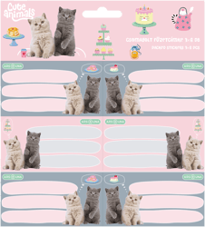 Ars Una csomagolt füzetcímke (3x6 db) Cute animals-Tea party (5532)