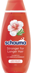 Schauma Shampoo Stronger for Longer 400ml, with Pro-Vitamin B5, Hibiscus & Rosemary extracts, Haircare Shampoo for Long Hair That Needs Strength, Vegan* Shampoo
