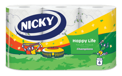 Nicky Champion 6-roll, 3-ply, patterned toilet paper