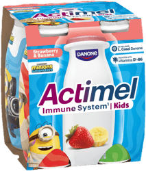 Danone Actimel Kids zsírszegény eper-banánízű joghurtital B6- és D-vitaminnal (4x100g)