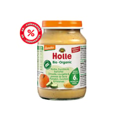 Holle Bio Cukkini, sütőtök burgonyával üveges bébiétel 6 hónapos kortól, demeter