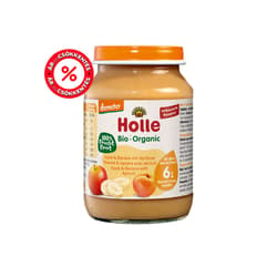 Holle Bio Alma, banán sárgabarack üveges bébiétel 6 hónapos kortól, demeter