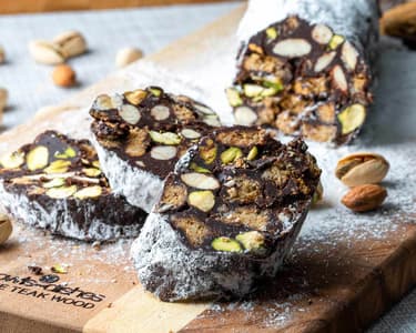 Olasz étcsokoládés keksz szalámi