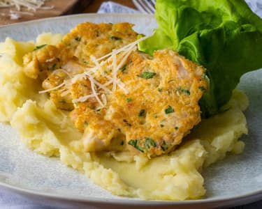 Parmezános tőkehal tócsni