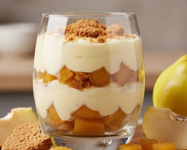 Quince and Vanilla Parfait with Crispy Crumble