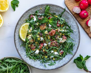 Roasted Radish Salad with Goat Cheese and Pistachios