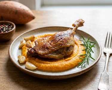 Konfitált kacsa édesburgonyapürével