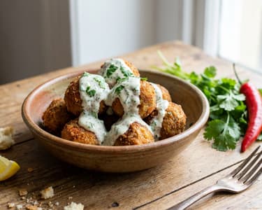 Húsgolyó korianderes mártással