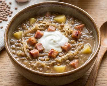 Lentil soup with cabbage