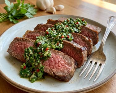 Beef steak with chimichurri sauce