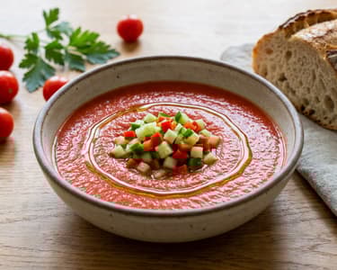 Gyors gazpacho marinált zöldségekkel