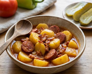 New Potato Paprikash with Fermented Cucumbers