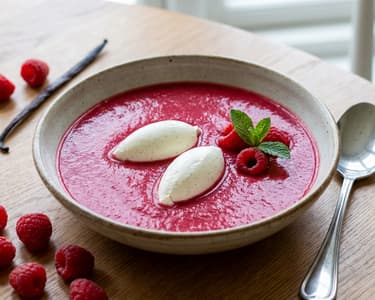 Jéghideg málnaleves vaníliás krémtúróval
