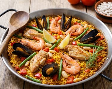 Spanyol paella tenger gyümölcseivel