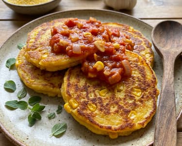 Polenta Pancakes with Tomato Sauce