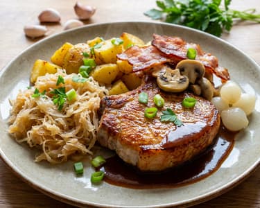 Pork Loin Steak, Hungarian Style, with Cabbage Potatoes