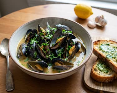 Búzasörös kék kagyló fűszeres bagettel