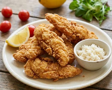 Csirkemell csíkok tormás-tejfölös bundában