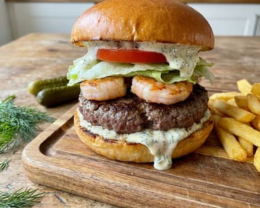 Surf and turf burger