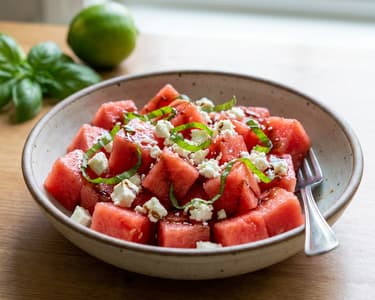 Bazsalikomos görögdinnye-feta saláta