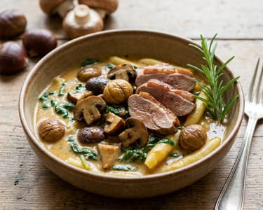 Gombás libamell krumplinudlival