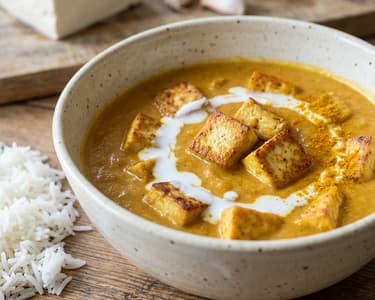 Kókusztejszínes tofu curry