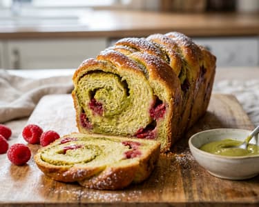 Raspberry-Pistachio Babka