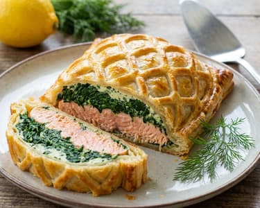 Salmon Wellington with Creamy Spinach