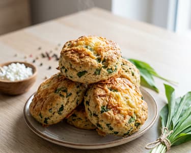 High-protein wild garlic pogácsa