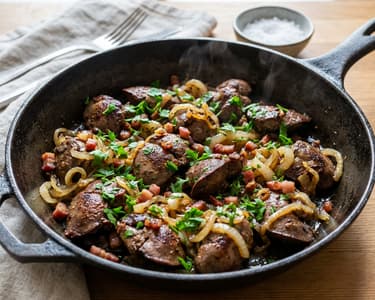 Onion Chicken Liver with Bacon