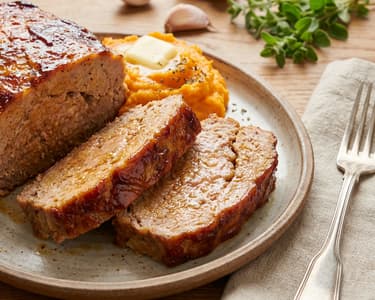 Juicy Meatloaf in an Air Fryer with Sweet Potato Puree