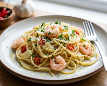 Fokhagymás-garnélás spagetti