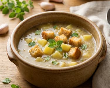 Traditional Garlic Soup with Potatoes