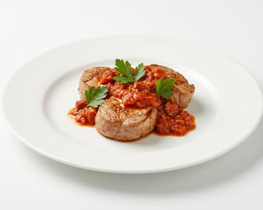 Sertészűz érmék chorizo mártással