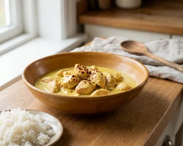 Tejszínes csirke curry rizzsel