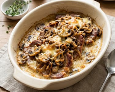 Sajttal és tejszínnel sült sertéstarja