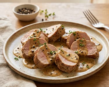Pork tenderloin with creamy pepper sauce